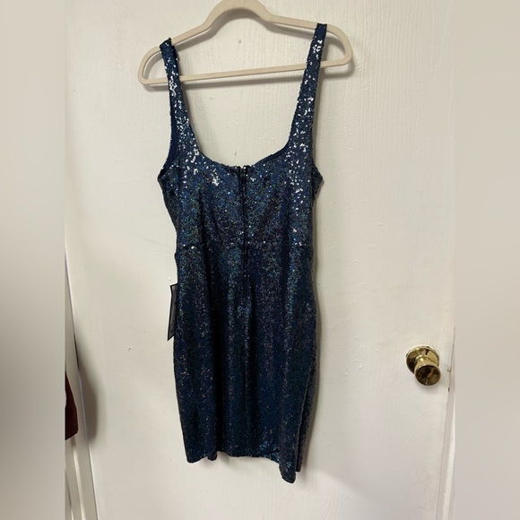 B Darlin Sequin Sweetheart Mini Dress Blue - Picture 5 of 8